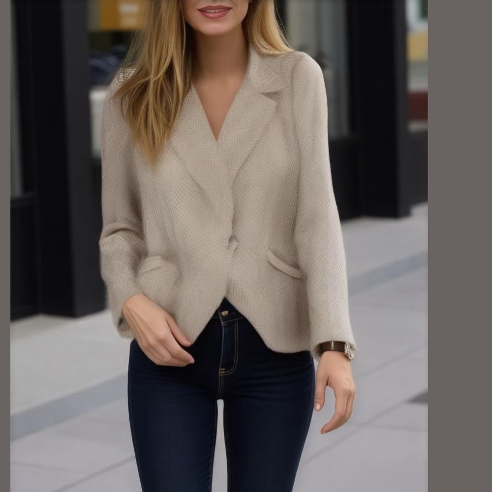 Skies Are Blue- Tan and Cream Blazer